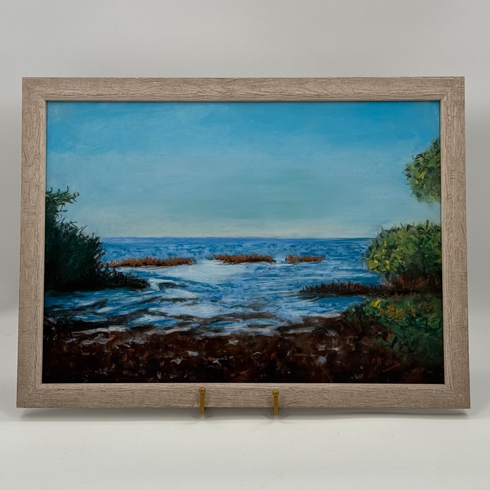 Original Pastel Painting Florida Coastal Landscape Tampa Bay Estuary